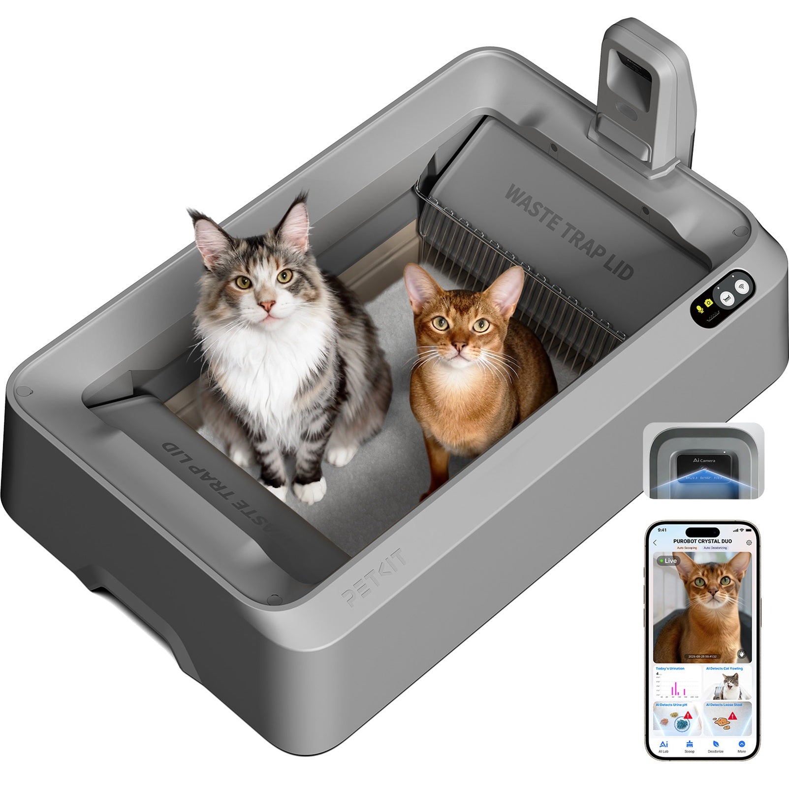 Purobot Crystal Duo Automatic Cat Litter Box with Camera – Smart