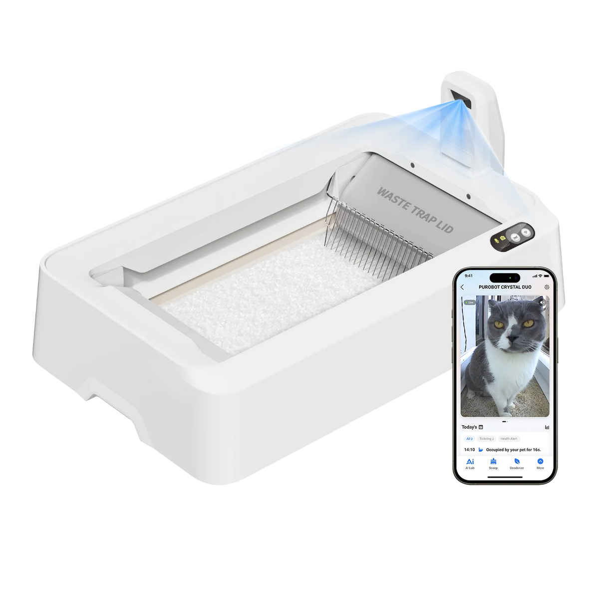 Purobot Crystal Duo Automatic Cat Litter Box with Camera – Smart